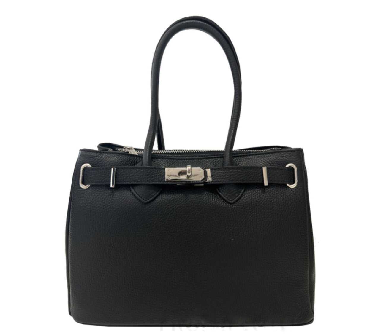 Handbag Fleur in Genuine Italian Dollaro Leather – Black
