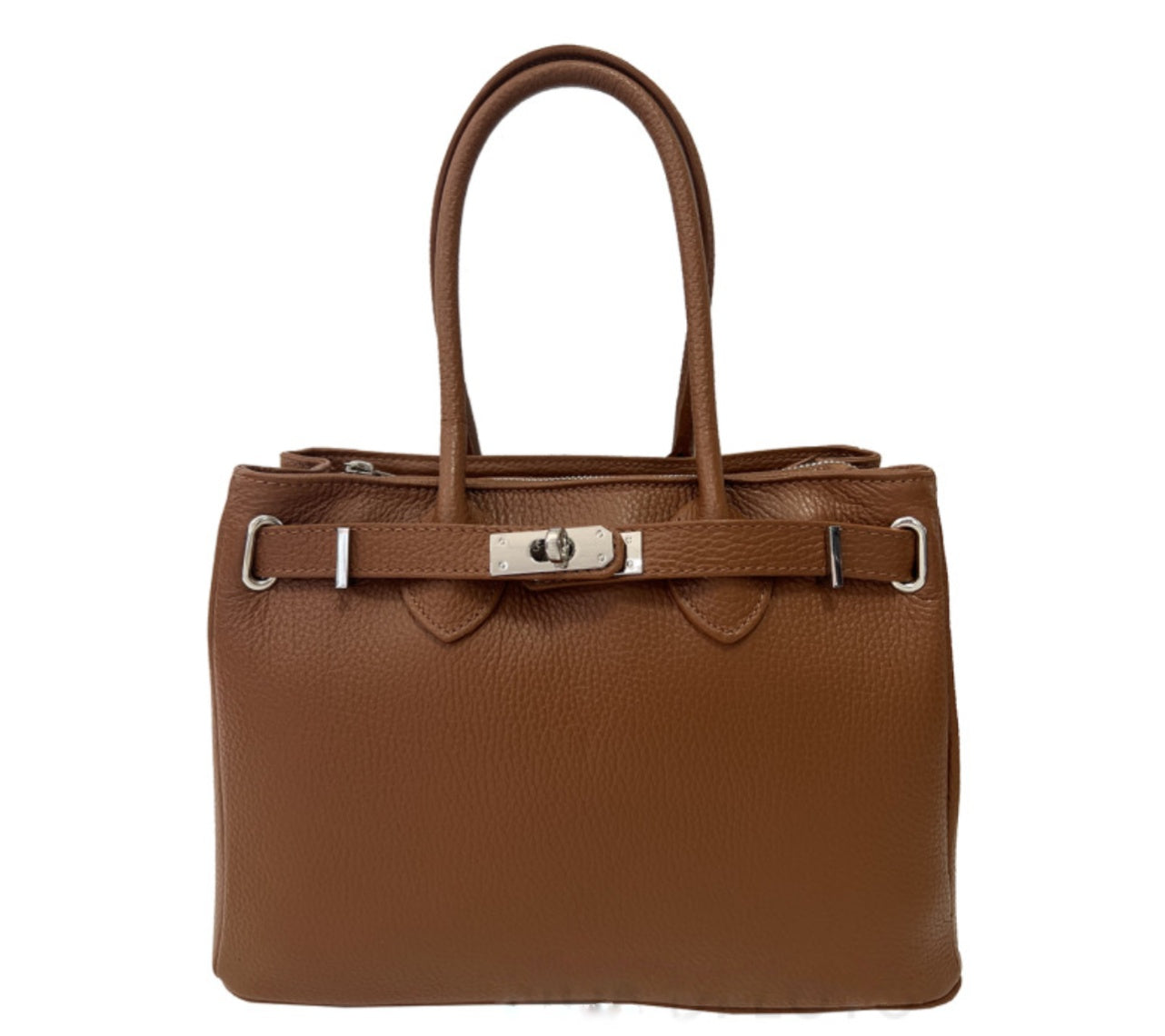 Handbag Fleur in Genuine Italian Dollaro Leather – Black