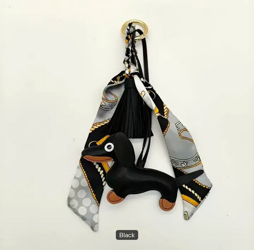 Exklusivt Väskhänge med Hund & Sidenscarf
